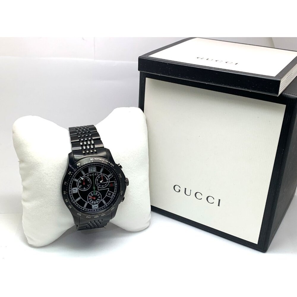 Gucci Men's Watch YA126217 G-Timeless Swiss Quartz Chronograph Black Steel 46mm - Picture 3 of 15